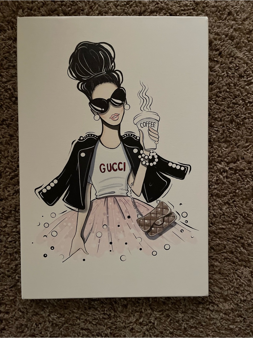 Gucci Illustration 12x18 canvas - Black, Pink, White